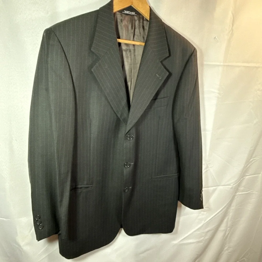Leveti Men's Blazer Sport Coat 42R Black Wool 3-Button Designer Italy Made